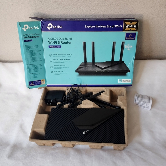 TP-Link Archer AX21 AX1800 Dual-Band Wi-Fi 6 Router with box Tested Working cond - Picture 1 of 11